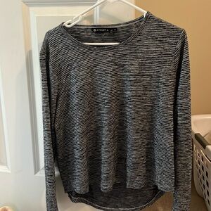 Open back, navy blue white stripes Athleta top